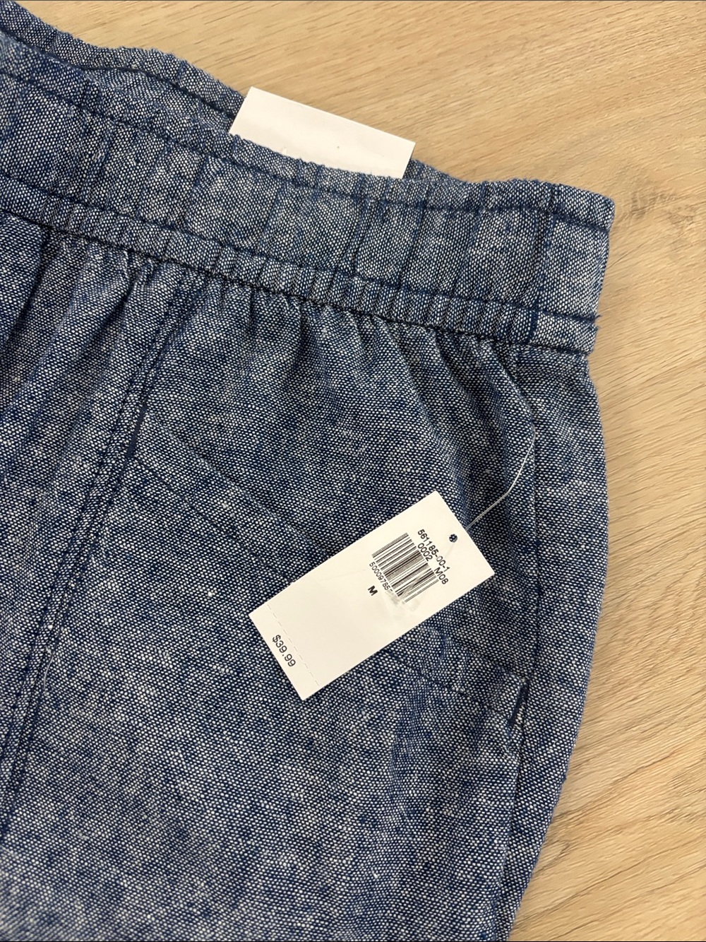NWT Old Navy High-Waisted Cropped Linen-Blend Tapered Pants size M blue chambray - Picture 2 of 5